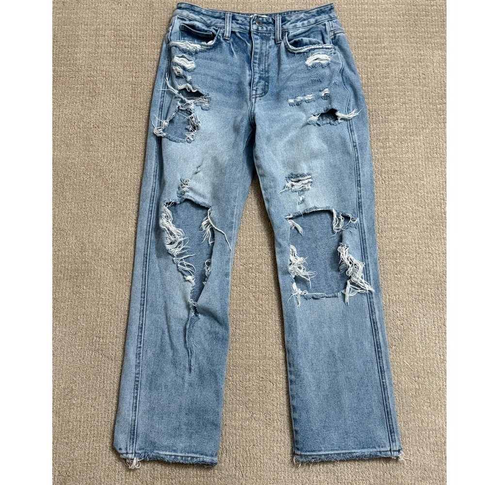 Flying Monkey Distressed Ripped Jeans Ultra High Rise Straight Leg Size 26 - Picture 1 of 3
